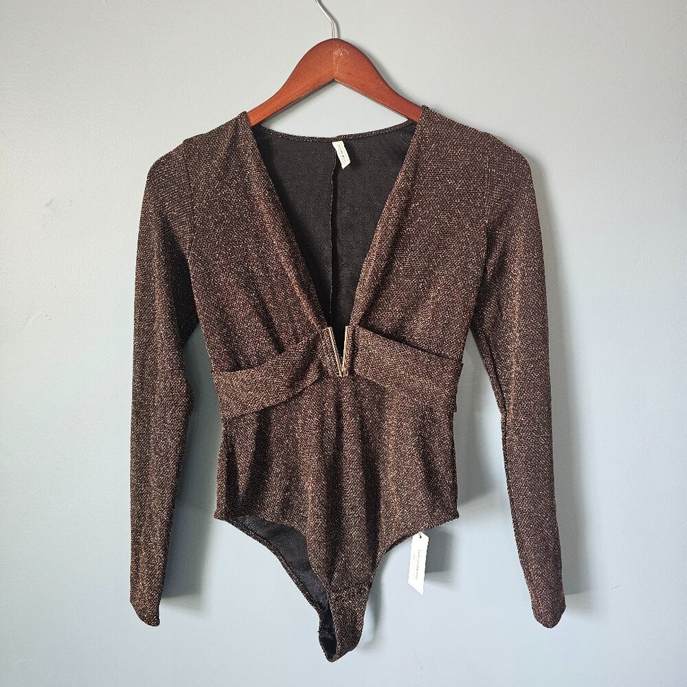 Bodysuit Intimissimi NWT Black and gold deep V